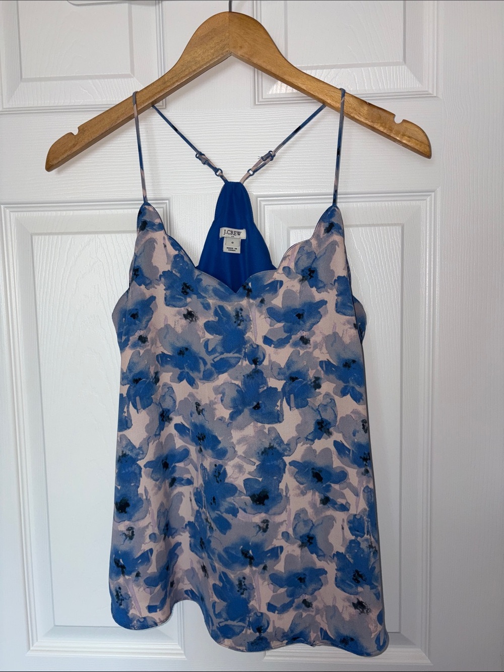 J. Crew Blue Floral Silk Camisole